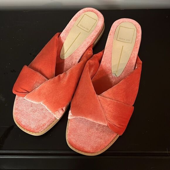 Dolce Vita Garit Knotted Velvet Slipper In Coral Velvet US 10 B57 - Picture 5 of 8